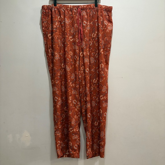 Coldwater Creek Women Plus 1X Terra Haven Pant Cinnamon Floral Pull On Wide Leg - Picture 2 of 11